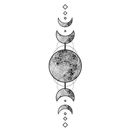 Set of 5 Waterproof Temporary Fake Tattoo Stickers Vintage Grey Moon Geometric Elegant Set of 5 Waterproof Temporary Fake Tattoo Stickers Vintage Grey Moon Geometric Elegant