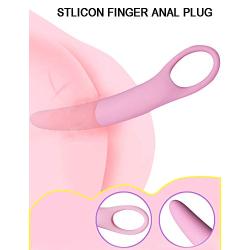 Shcasa Anus Training Expander– Butt Plug Beginners for Male, 2 Size Soft Silicone Finger Anal Plug (Pink)