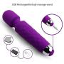 Personal Mini Wand Massager by SINTI | Therapeutic | USB Rechargeable | Waterproof | Compact and Powerful with 20 Vibration Patterns and 8 Different speeds | Travel Bag Included (Purple)