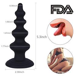 Romi Silicone Suction Cup Anal Trainer Butt Plugs Anal Plug - Five Beads Pagoda Anal Sex Toy