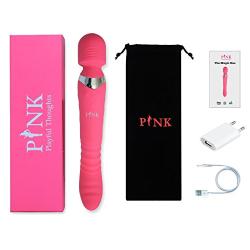 Pink 2 Motor G-spot Thrusting Vibrator/Dildo with Extending-Heating-Rotating-Swinging Tail, Waterproof & Reachable Wand Massager, Clitoral Stimulation Vibrator for Women, A Top Rated Sex Toy