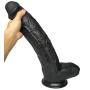QJFYJ-001 Huge Silicone Manual Massage Stick Flexible Real Portable Suction Cup Long Lifelike Massager for Men Women Black 17inch