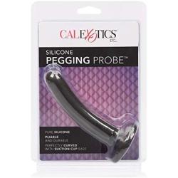 CalExotics Silicone Pegging Probe - Silicone Butt Plug With Suction Cup Base - Waterproof Anal Fetish Sex Toys for Couples - Black