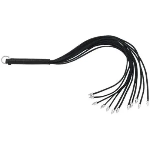 Spartacus Spiked Leather Thong Whip, Black, 20 Inch Spartacus Spiked Leather Thong Whip, Black, 20 Inch