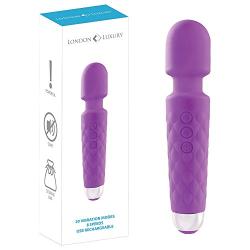 London Luxury BRRC303 Powerful Wand Personal Cordless Massager, 20 Modes and 8 Speed Patterns, USB Rechargeable, Purple