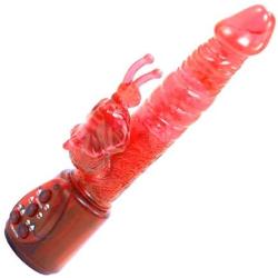 Golden Triangle Jungle Jiggler Butterfly 7 Inch Waterproof Vibrator, Pink