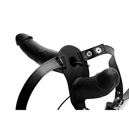 Strap U Power Pegger Black Silicone Vibrating Double Dildo with Harness Strap U Power Pegger Black Silicone Vibrating Double Dildo with Harness