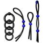 7 Pack Penis Ring Set – 4 Cock Rings w. Clit Stimulating Ball and 3 Adjustable Penis Loops – Erection Enhancing Male Sex Toy