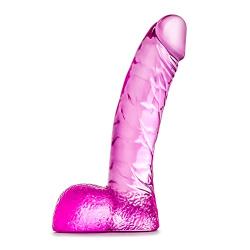 5.5" Realistic Translucent Beginner G Spot Stimulating Dildo - Small Curved Cock and Balls Dong - Sex Toy for Women - Sex Toy for Adults (Pink)