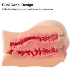 Masturbator Sex Doll with Big Ass Tight Canals for Men Masturbation Vagina Anal Sex, PALOQUETH 3D Realistic Masturbator with Soft Material Dual Ends for Stimulating Suction