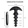 Vibrating Anal Beads Butt Plug - Flexible Silicone 16 Vibration Modes Graduated Design Anal Sex Toy Waterproof Bullet Vibrator for Men, Women and Couples