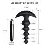 Vibrating Anal Beads Butt Plug - Flexible Silicone 16 Vibration Modes Graduated Design Anal Sex Toy Waterproof Bullet Vibrator for Men, Women and Couples
