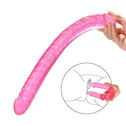 High-Quality 13.2 Inch Soft Silicone Double Headed Dícks Silicone Material Relaxation Massager Toys for Women (Pink)