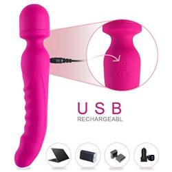 Wireless Handheld Heated Wand Massager 7 Powerful Vibration Modes for Sports Recovery and Muscle Aches-Rose Red