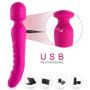 Wireless Handheld Heated Wand Massager 7 Powerful Vibration Modes for Sports Recovery and Muscle Aches-Rose Red
