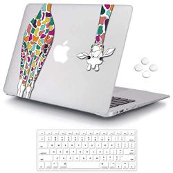 iCasso MacBook Air 13 inch Rubber Coated Soft Touch Hard Shell Protective Case Cover for MacBook Air 13 Inch Model A1369/A1466 with Keyboard Cover - Colorful Giraffe