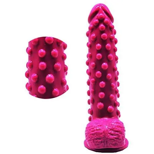 FAAK Silicone Bumpy Dildo G-Spot Novelties Female Masturbator Soft Flexible Adult Toy Cock with Suction Base Waterproof (Pink)