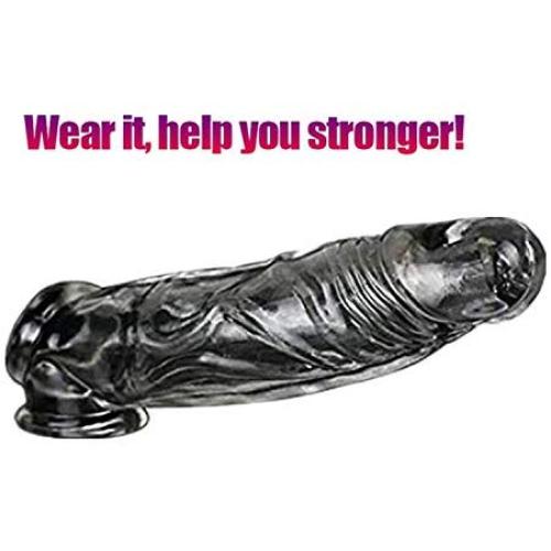 ARNDRE Reusable Sleeve for Men Realistico Extender Enlargement 9 INCH Large Black