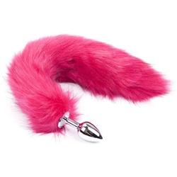 FeiGu Anal Plug Fox Tail Butt Plug Stainless Steel Cosplay Sex Toys for Women 15 (Hot Pink)