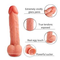 Shuajnba Kil 18cm Lifelike Artifical Flexible Dildo with Suction Cup for Woman Silica Gel Massaging Rod Sunglasses Jeans Handheld Personal Body Massager Waterproof (Color : Flesh)