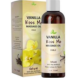 Vanilla Erotic Massage Oil for Sex Edible Massage Oil and Lubricant for Sensual Massage and Natural Calm Aromatherapy Almond Jojoba and Coconut Oil Anti-Aging Moisturizing Skin Care & Back Pain Relief