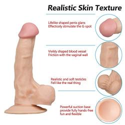 Lfcmf Realistic Real Soft Realistic-Ďìld`ɔ Waterproof Tools for Women Female-7.28 Inch, Pleasure Stick for Women