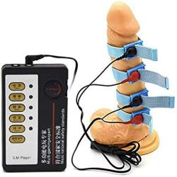 Electric Shock Cock Ring-4 Pieces EMS Stim Current Electrodes,Treatment Massage BDSM Bondage Penis Ring Electro Sex Toys for Men