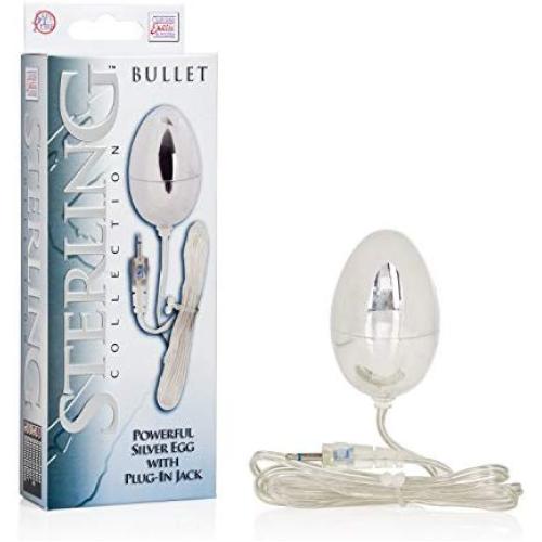 CalExotics Sterling Collection - Wired Bullet Egg Vibrator - Sex Toys for Couples, Adult Vibe Massager - Silver