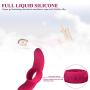 Full Silicone Vibrating Cock Ring 360° Stimulative Penis Ring Double Motor Vibrator for Men or Women Play 10 Speeds Waterproof Super Quiet Magnetic Rechargeable Couples Adult Sex Toy (Wine Red)