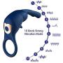 Vibrating Penis Ring Waterproof Rechargeable Rabbit Clitoris Stimulator Cock Ring Vibrator with 10 Speed Vibrations Sex Toy for Male Or Couples (Dark Blue)
