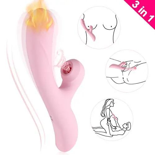 G Spot Dildo Vibrator Clitoral Sucking Vibrator for Women Rechargeable Waterproof, Heating Massager with 10 Vibration & 3 Suck Clit Vagina Anal Sex Toys Stimulator for Couples Masturbator Party Gift