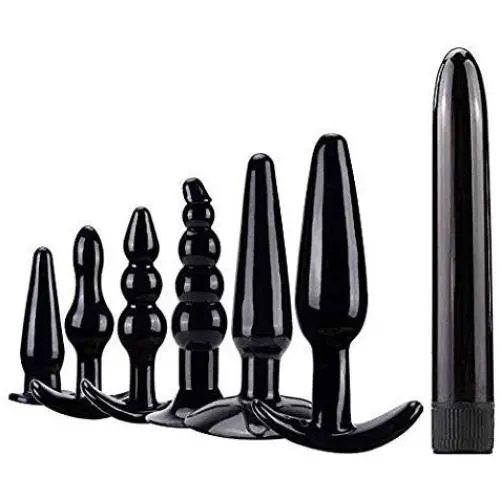 JunRP 7 Pcs/Set Soft Medical Silicone Trainer Kit Anale Pugs Beginner Set for Women and Men - Black JunRP 7 Pcs/Set Soft Medical Silicone Trainer Kit Anale Pugs Beginner Set for Women and Men - Black
