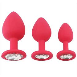 Amal Six Toys Vib Prostrate Massager 3Pcs/Set Anales Trainer Kits with Diamonds-Silicone Amal Plugs Massager for men and Women Beginners Red By Dwoon