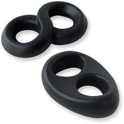 Bundle of 2 Items: LeLuv Teardrop and New Double Penis Rings Figure 8 Sex Toys Silicone Time Delay Erection Cock Rings for Men Sex Adult Sexy Penis Rings Chastity