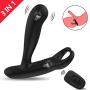 Prostate Massager Anal G Spot Vibrator with Dual Motors 11 Vibration Modes, PALOQUETH Adult Male Anal Sex Toys with Penis Ring Heating Function for P-Spot Testicles Perineum Stimulation, Rechargeable