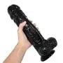 FANBO@ 11in Naturalistic Distaff Relax Massager for Women - Double Pleasure Toy for Women Safe Realistic (Color : Black)