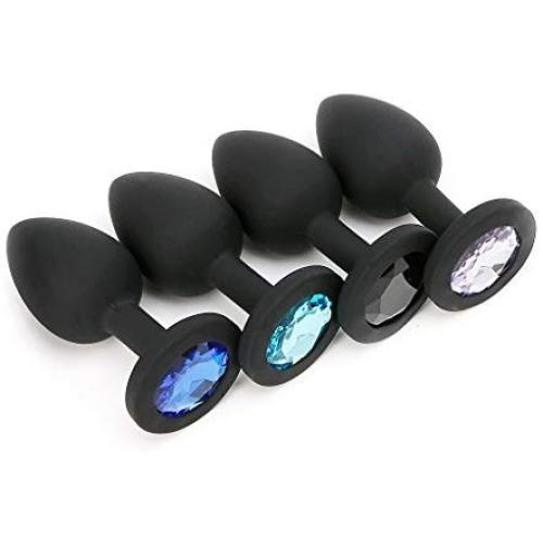 ❤ Black Small Silicone Amal Plug Jewelry Massage Six Toy Amus for Women Men