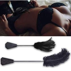 Ostrich Feather Tickler 2 Piece Set | Adult Sex Toys Whip and Riding Crop Slapper | Bondageromance Kit for Couples