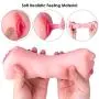 ZEMALIA Cyberskin Male Masturbators Pocket Pussy 3D Textured Vagina and Mouth Double Ends for Oral Blow Job Masurbation, Sex Toys for Men with 35ml Water Based Lubricant