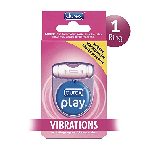 Pleasure Ring, Durex Play Vibrations Ring,  Battery and Condom Included 1 ea, Waterproof