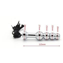 Entry Level Pulse Butt Plug Electric Shock Stainless Steel Metal Plated Anal Plug Sex Toys (F)