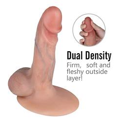 BEING FETISH Dual Skin Realistic Silicone Dildo Natural Flesh Premium Sex Toy Penis with Suction Base, Insertable 6 inches