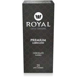 Royal Condoms, Ultra Thin Chocolate Flavored – Premium Lubricant, All Natural, Organic, Vegan, High Quality, Gluten Free, Nitrosamine Free, Non Toxic Latex, 20 Pack