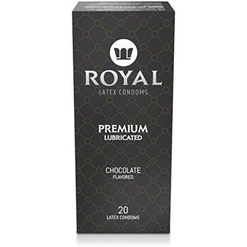 Royal Condoms, Ultra Thin Chocolate Flavored – Premium Lubricant, All Natural, Organic, Vegan, High Quality, Gluten Free, Nitrosamine Free, Non Toxic Latex, 20 Pack