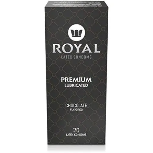 Royal Condoms, Ultra Thin Chocolate Flavored – Premium Lubricant, All Natural, Organic, Vegan, High Quality, Gluten Free, Nitrosamine Free, Non Toxic Latex, 20 Pack Royal Condoms, Ultra Thin Chocolate Flavored – Premium Lubricant, All Natural, Organic, Vegan, High Quality, Gluten Free, Nitrosamine Free, Non Toxic Latex, 20 Pack