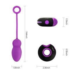 Odeco USB Rechargeable Wireless Remote Control Vibrating Silicone Bullet Egg LED Light 7-Frequency Pleasure Adult Sex Toys Vibe for Women or Couples (Purple+Black)