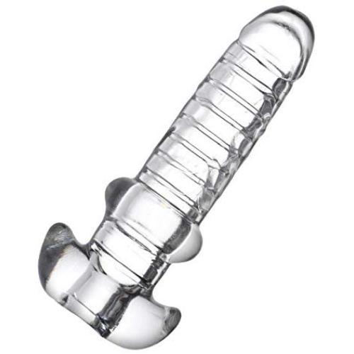 Master Series Tight Hole Clear Ribbed Penis Sheath