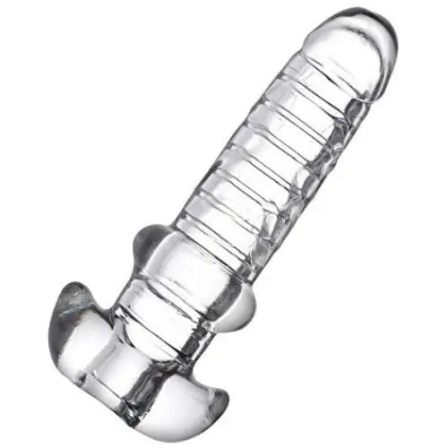 Master Series Tight Hole Clear Ribbed Penis Sheath