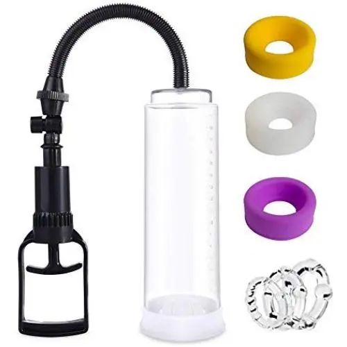 Vacuum Mans Manual Penis Pump with Powerful Suction for Maxium Width with Easy Grip Pump Handle & Includes Free Cock Ring Vacuum Mans Manual Penis Pump with Powerful Suction for Maxium Width with Easy Grip Pump Handle & Includes Free Cock Ring