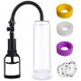Vacuum Mans Manual Penis Pump with Powerful Suction for Maxium Width with Easy Grip Pump Handle & Includes Free Cock Ring